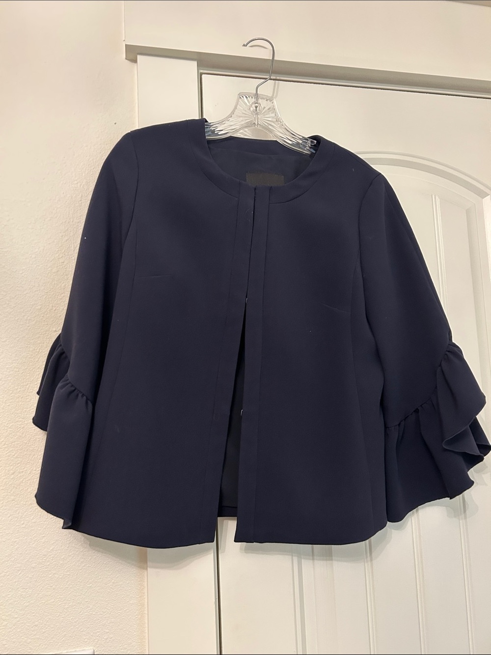 Banana Republic Navy Ruffle-Sleeve Open Front Top